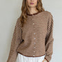 Things Between Piper Cardigan Mini Striped Brown - lifestyle front view