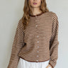 Things Between Piper Cardigan Mini Striped Brown - lifestyle front view