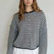 Hailey Button Down Cardigan in charcoal mini striped front view