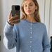 Things Between Piper Cardigan Pin-Striped Dusty Blue - lifestyle front view