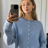 Things Between Piper Cardigan Pin-Striped Dusty Blue - lifestyle front view