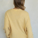 Back view of the Hailey Button Down Cardigan (Piper Cardigan) in honey showing relaxed fit