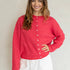 Things Between Piper Cardigan Mini Stripe Cherry Red - lifestyle front view