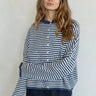 Things Between Piper Cardigan Mini Stripe Denim - front view