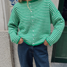 Things Between Piper Cardigan Mini Stripe Green - lifestyle view