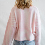 Hailey Mini Striped Pink Cardigan, back view