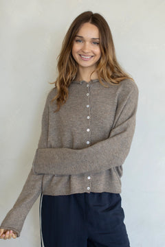 Things Between Piper Cardigan Mocha - front view