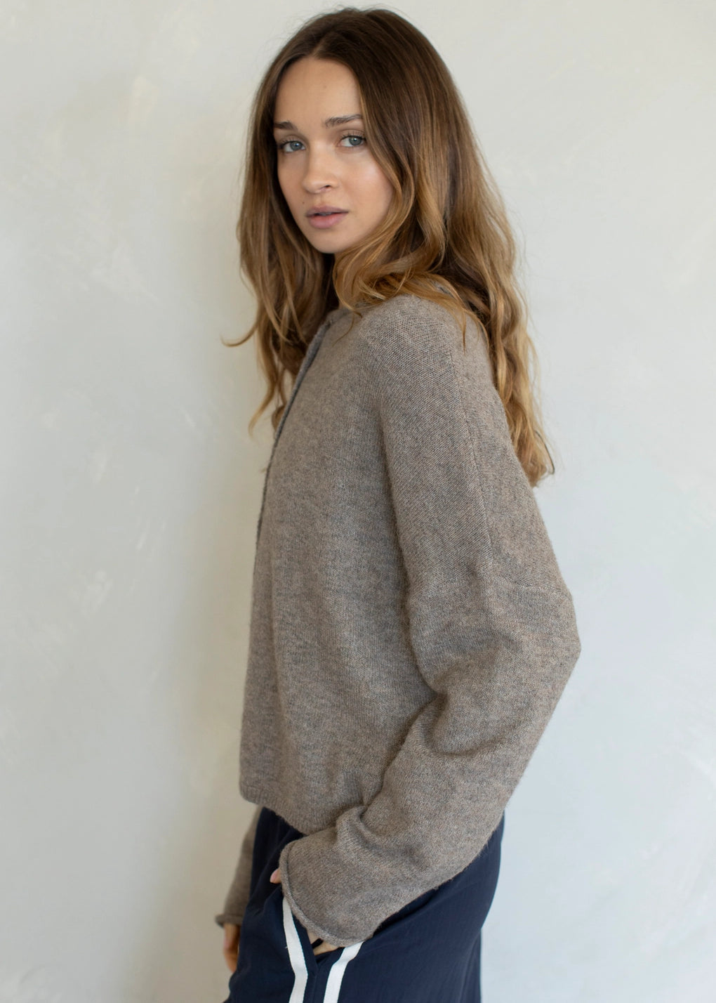 Things Between Piper Cardigan Mocha - side view
