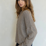 Back view of Hailey Button Down Cardigan in Mocha, soft lightweight knit cardigan for women