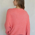 Hailey Button Down Cardigan in Peach, back view