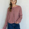 Things Between Piper Cardigan Pin-Striped Rose - front view