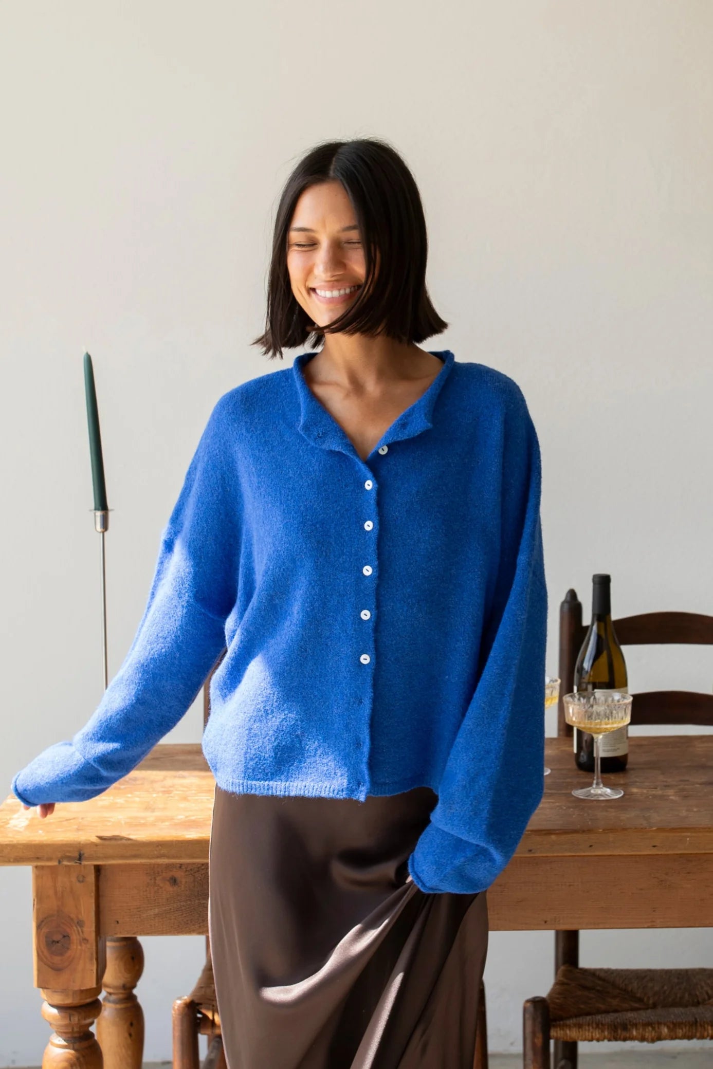 Blue Piper Cardigan (Hailey Button Down Cardigan) styled casually — cozy women’s knit layering piece for everyday wear.