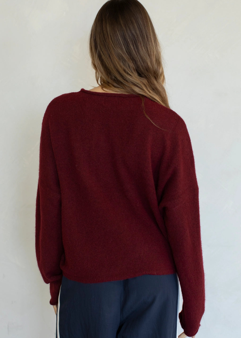 Things Between Piper Cardigan Wine - back view