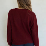 Hailey Button Down Cardigan in wine back view