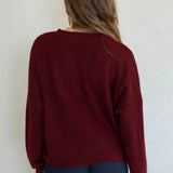 Hailey Button Down Cardigan in wine back view