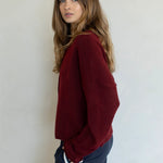 Hailey Button Down Cardigan in wine side view