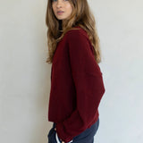 Hailey Button Down Cardigan in wine side view