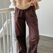 Hallie Pinstripe Wide Leg Pants in Chocolate front view