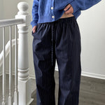Hallie Pinstripe Wide Leg Pants in Navy main view