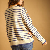 Harbor Striped Rollneck Sweater - Butter/Blue
