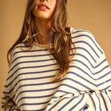 Harbor Striped Rollneck Sweater - Butter/Blue