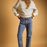 Harbor Striped Rollneck Sweater - Butter/Blue