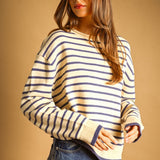 Harbor Striped Rollneck Sweater - Butter/Blue