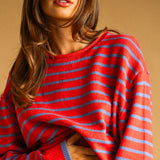 Harbor Striped Rollneck Sweater - Red/Blue