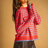 Harbor Striped Rollneck Sweater - Red/Blue