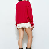 Harper Round-Neck Relaxed Cardigan - Red