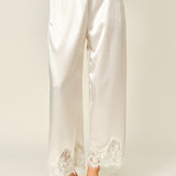 Heirloom Satin Lace Wide-Leg Pants - Champagne