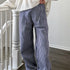 Irene Striped Wide Leg Pants in Navy front view