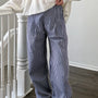 Irene Striped Wide Leg Pants in Navy front view