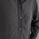 Isabella Relaxed Sheer Pinstripe Button-Down Shirt – Charcoal Black