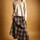 Ives Plaid A-Line Maxi Skirt – Black/Stone
