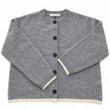 Lace-Trim Bandana Scarf Cardigan – Heather Grey