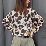 Livia Made in Italy Batwing Printed Sweater -  Abstract Leopard Multi