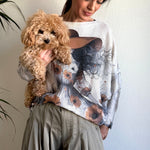 Relaxed lifestyle photo of the Lady in Hat batwing sweater showing movement and comfort