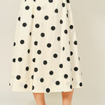 Lowen Full Midi Skirt in Polka Dot Cream- back view