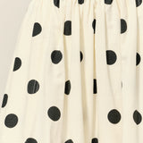 Lowen Full Midi Skirt in Polka Dot Cream - front close-up