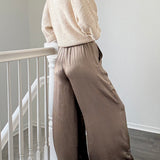 Luna Satin Wide Leg Pants - Olive