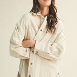 Madison Ribbed Soft Overshirt Jacket - Oatmeal