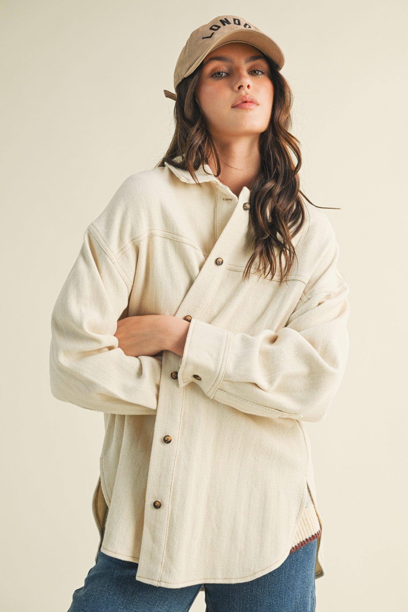 Madison Ribbed Soft Overshirt Jacket - Oatmeal