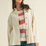 Madison ribbed soft overshirt jacket in oatmeal with oversized fit