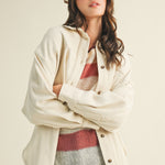 Madison ribbed soft overshirt jacket worn open for casual layering