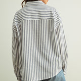 Marina Relaxed Striped Button-Down Shirt – Navy