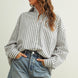 Marina navy striped button-down shirt with a relaxed fit and dropped shoulders