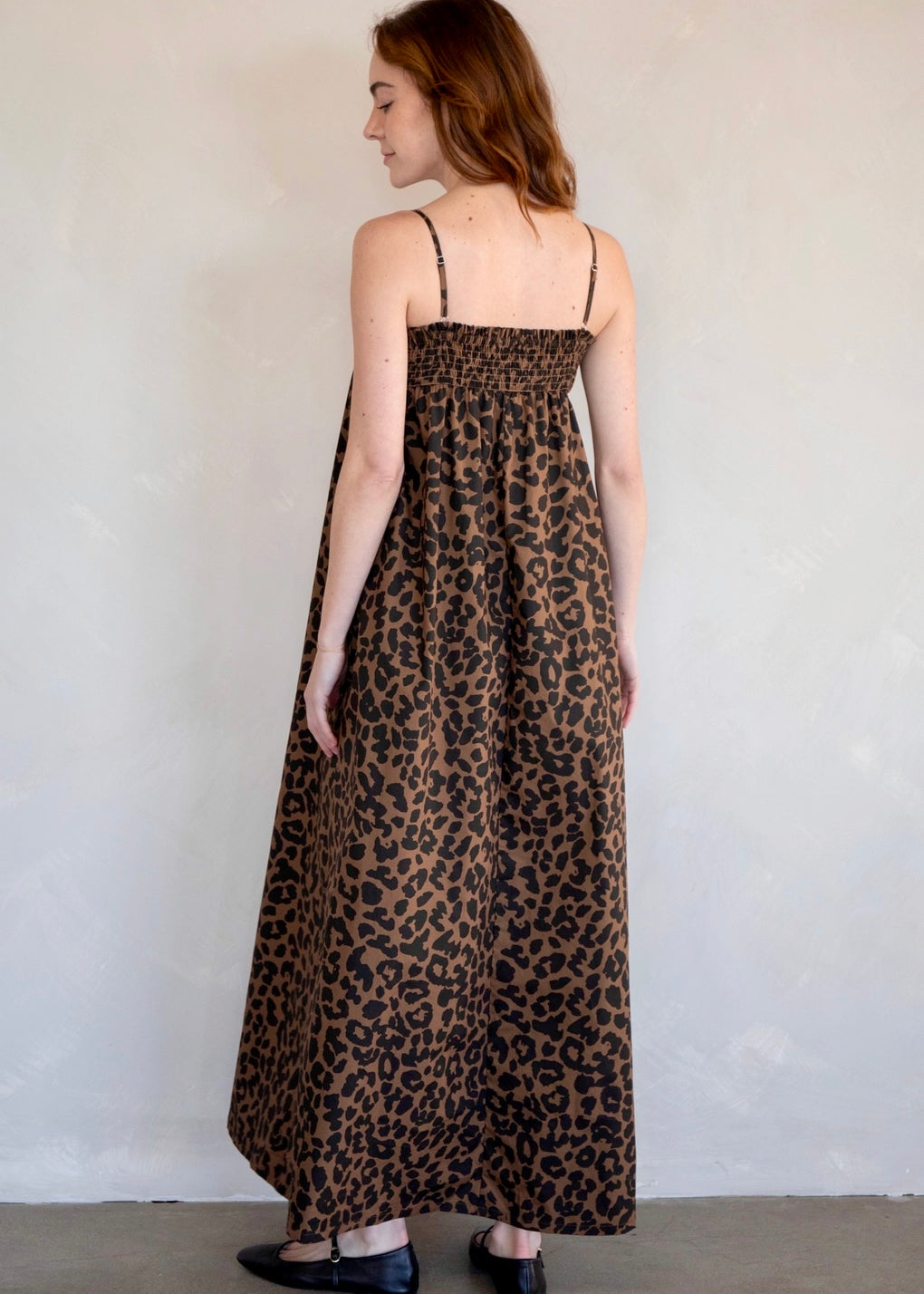 Marty Leopard Relaxed Maxi Dress back view