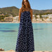 Model wearing Marty Relaxed Maxi Dress in Midnight Polka Dot for an easy casual everyday outfit