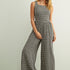 Mila Gingham Bow Back Wide Leg Jumpsuit in Black front view